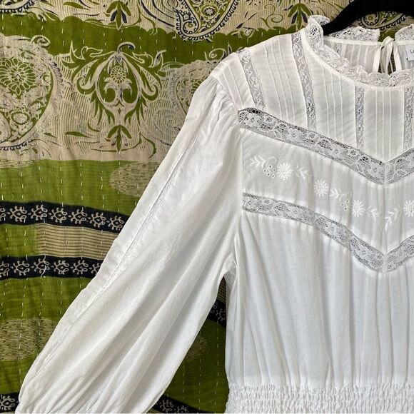 LoveShackFancy x Target White Talulah Pintuck Yoke Lace Dress Size Large - Picture 5 of 16
